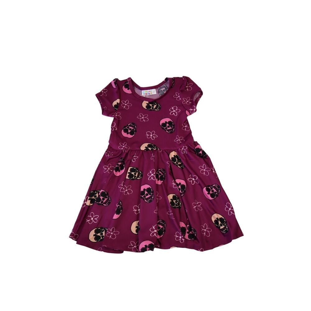 Dot Dot Smile Girls Purple Skull Cap Sleeve Dress Size 2T